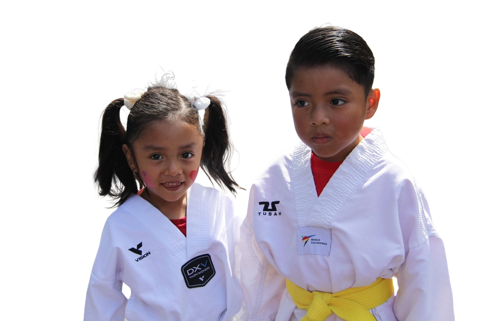 boy and girl wearing taekwondo uniform